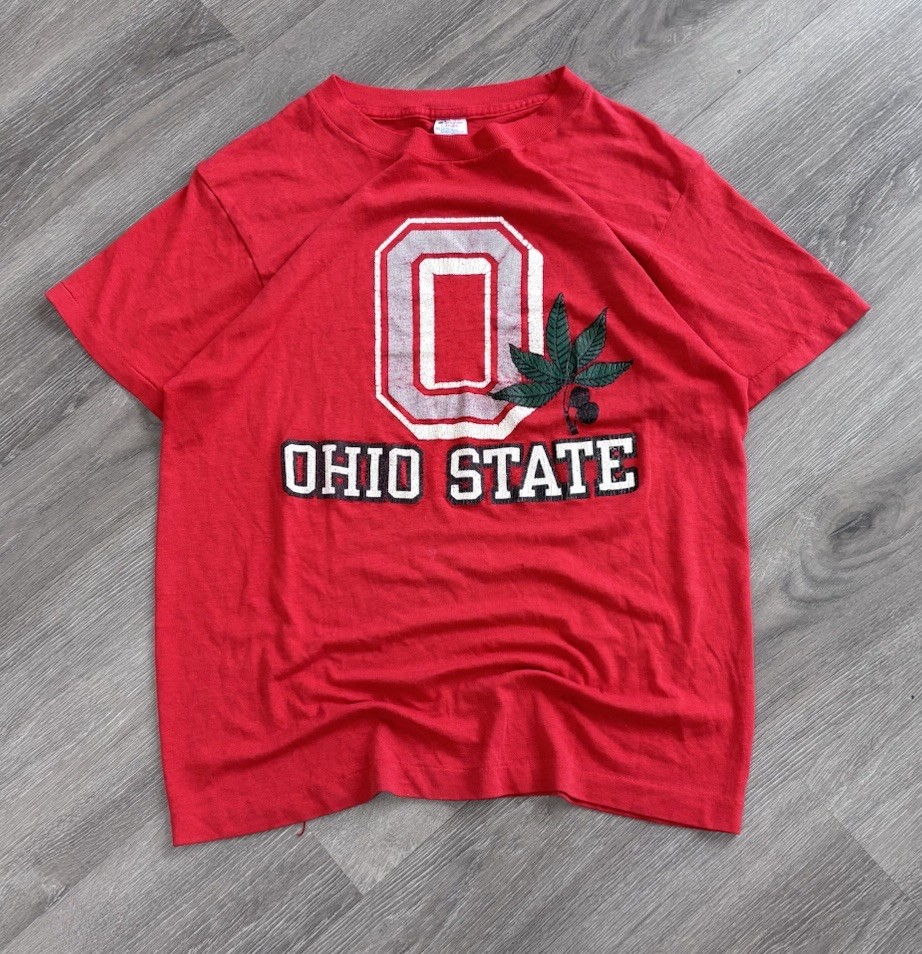 Vintage 80s Ohio State University Buckeyes Champion Red T-Shirt Men’s Large USA