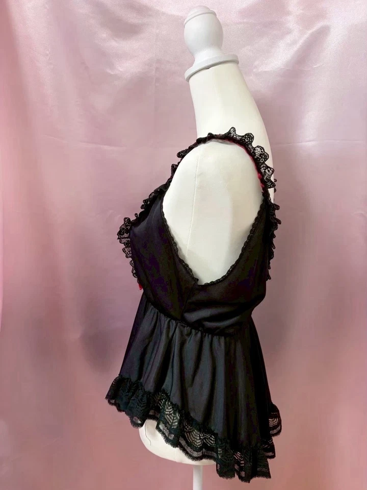 Babydoll Cinta Medianoche Años 70 De Colección EE. UU. Fairycore Coquette Elegante Kawaii Y2K Foto 3 de 4