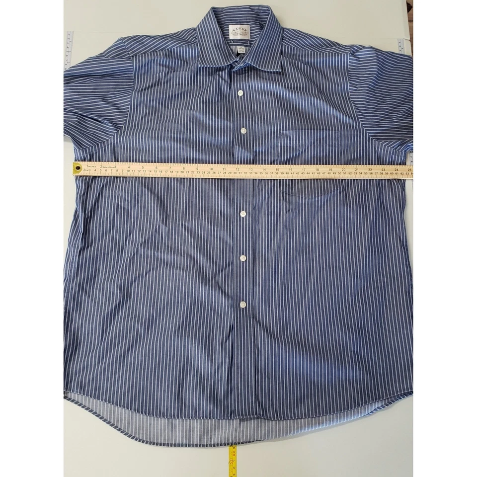 Camisa de vestir Eagle Shirtmakers para hombre azul a rayas con botones 17 34/35 algodón Foto 3 de 4