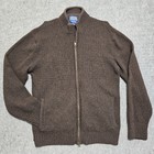 Pendleton Jacket XL Brown Washable Shetland Wool Full Zip Sweater Pockets Mens
