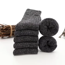 5 Pairs Men Thermal Wool Socks – Thick Winter Warm Merino Towel Boot Socks Sock