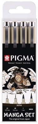 SAKURA Fineliner PIGMA MICRON Manga Set sepia 4er Etui