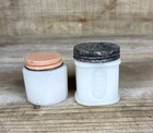 2 Vintage 1940's - 1950's Pond’s & Jergens Cold Cream Milk Glass Jar Metal Lid