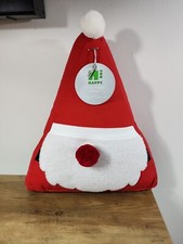 NWT Santa Clause Gnome Christmas Holiday Novelty Red White Throw Pillow 14x12"