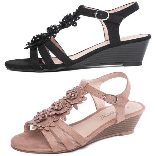 Comfort Plus Donna Sandali Con Zeppa E Tacco APERTI RETRO ESTIVI Festa Con  Cinturini Scarpe Lavoro | eBay