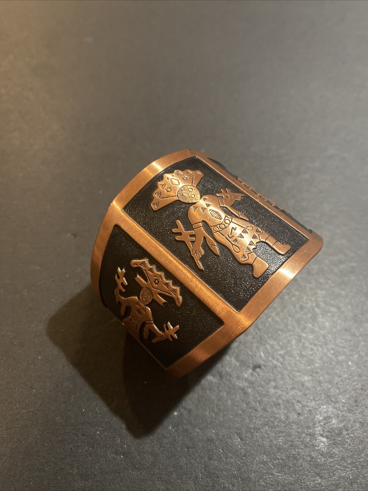 Vintage Solid Copper Bracelet Cuff Native America… - image 2