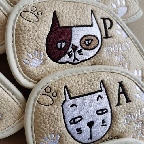 Fundas para cabeza de hierro de golf para gatos fundas para cabeza de hierro de cuero caqui 4-9PAS - Imagen 6 de 8
