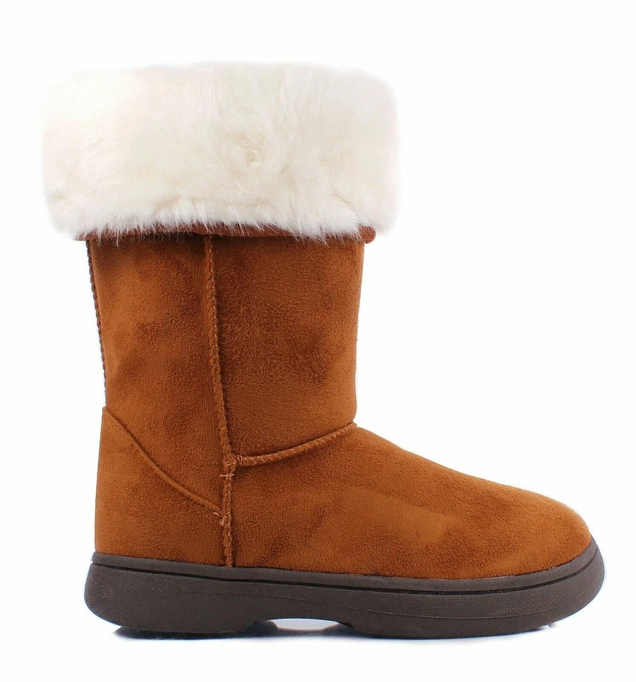 Botas femininas dobráveis de pele de camurça sintética castanha casual tamanho 7 - Imagem 4 de 4