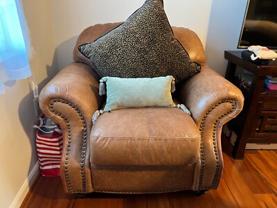 Used Sealy Brown Leather Sofa and Loveseat Set