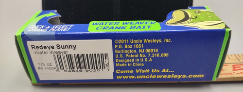 2011 UNCLE WESLEY'S Adjustable Lure 1/3oz. Water Weaver Crank Bait Redeye Sunny - Picture 4 of 4