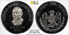 México 1964 Medal Grove E-213a Ciudad Juárez Chihuahua PCGS SP63 Suela Top Pop