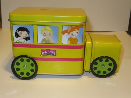 Yellow School Bus Box Tops Education Coin Bank Metal Tin General Mills 2012 - Picture 4 of 7