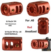 9/16x24 TPI Muzzle Brake Compensator Anodized Red For .40