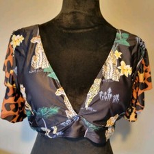 Swim Bikini Top Size XL Bikini Jungle Print Ruffles Leopard Cheetah