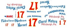 #17 Jim Romine Cherol Motors Hudson Hornet 1/43rd Scale Slot Car Decals