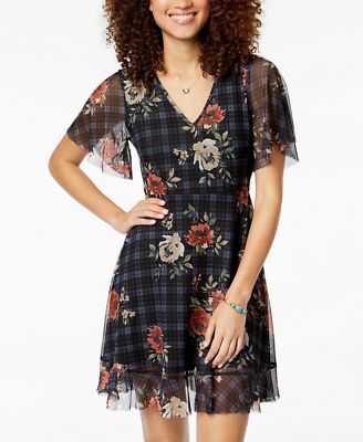 American Rag Tie-Back Fit Flare Dress Black Combo, Medium (NWT $50).