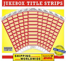 x1*Caf141) ⭐ 120 Jukebox TITLE STRIPS en ROJO ⭐ EN BLANCO para ROCK-OLA, WURLITZER...