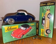 SCHUCO clockwork Micro Racer Porsche 356 blue white top 1047 w box key RARE