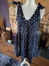 ASOS Heartbreak Cotton Poplin Tie Strap Mini Dress Navy Size 8 BNWT RRP £28