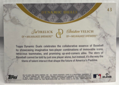 Sal Frelick / Christian Yelich 2024 Topps Dynamic Duals RC #43 