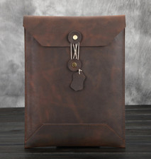 file Folder pocket cow Leather laptop bag Briefcase iPad Case pouch brown 622
