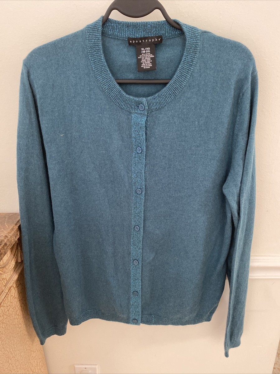 Pull Femme Apostrophe En Laine Acrylique - Col Rond Manches Longues - Taille S - Teal Chiné