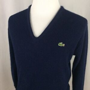 80s Lacoste Long Sleeve Sweater Alligator Logo Lacoste Turquoise V- Neck Tennis Sweater Vintage 80s Pullover Preppy Izod