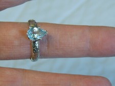 Natural Blue Topaz Size 9 Ring 925 Sterling Silver Deco USA Made 2ct Pear