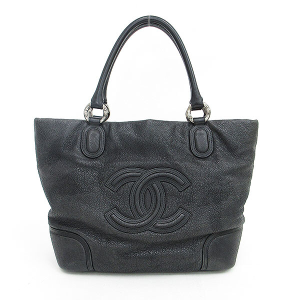 CHANEL Coco Mark Tote Bag Very Good Leather  Black C103015