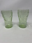 Green depression uranium glass 3-3/4 inch cameo ballerina tumblers