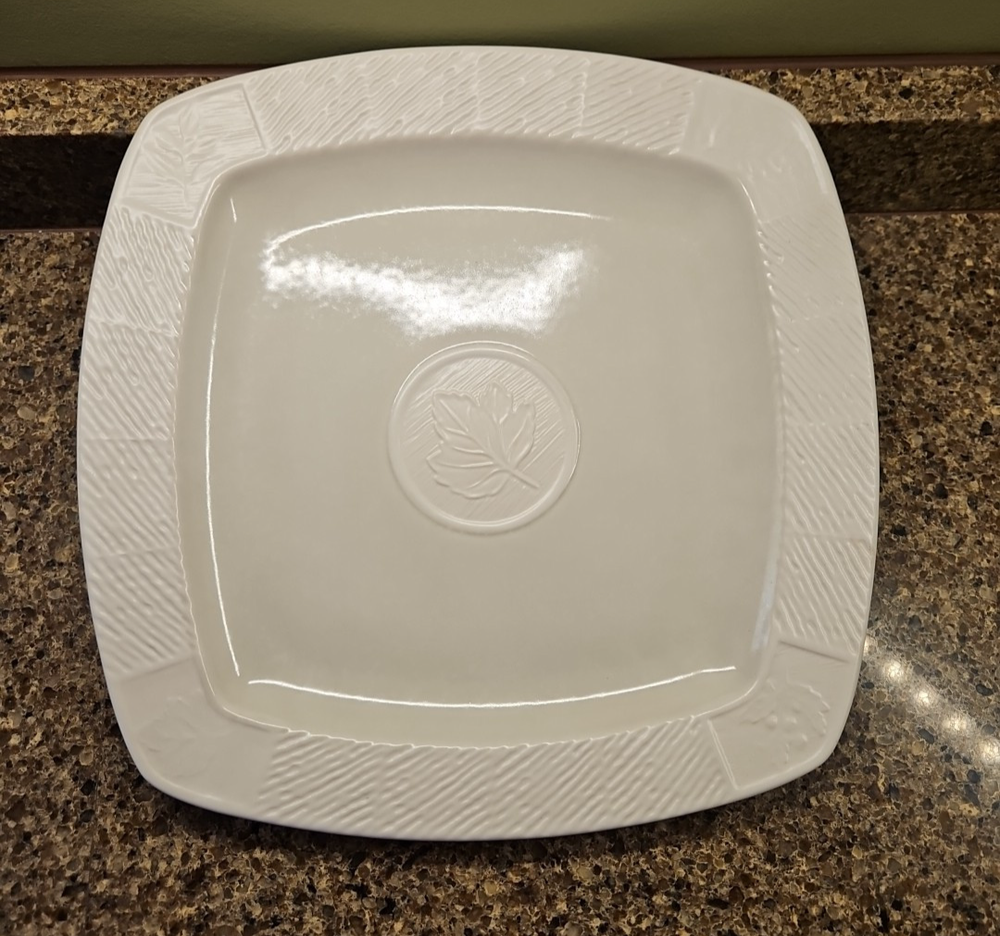 PFALTZGRAFF Sierra Square Serving Platter 13.75 Inch with Embossed Leaf USA Made