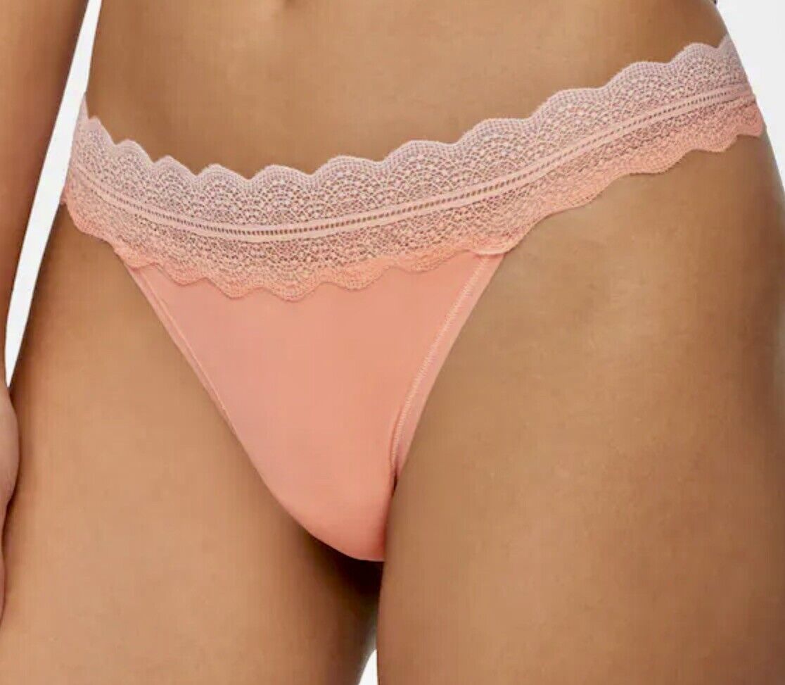 Calvin Klein Women's Lace Trim Bikini Underwear Mellow Orange Size S 