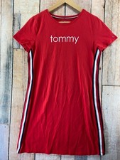 Tommy Hilfiger Red White Blue Striped Short Sleeve T Shirt Dress Women's Medium