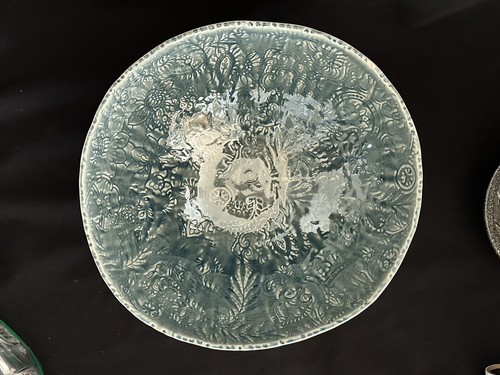 Stahl Scandinavian Art Pottery Large Blue Crackle Glaze Centerpiece Serving Bowl - Picture 3 of 8