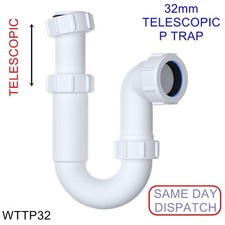 VIVA 32mm EASI-FLO TELESCOPIC 'P' Trap with 75mm Seal WTTP32 
