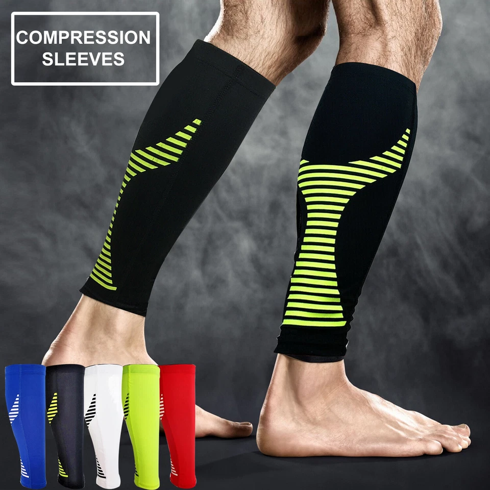 Calf Leg Compression Sleeve Sport Shin Pain Splints Cramp Support Running Socks - Image 3 of 4