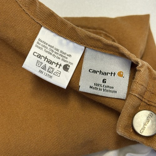 Carhartt Double Knee Overalls Youth Size 6 Brown Canvas - Picture 8 of 13