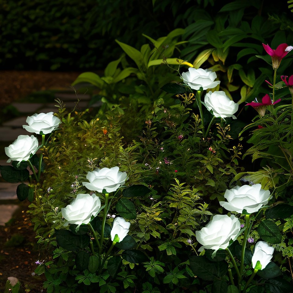 Solar Flowers Lights Outdoor Garden Yard Decor Waterproof 2 Pack, Solar