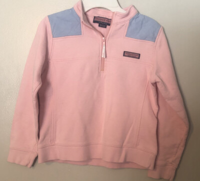 Girls Vineyard Vines Pink 1/4 zip Shoe Shirt Sweatshirt Logo Long