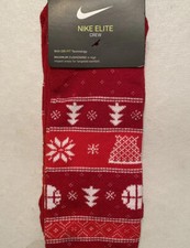 Nike Elite Christmas Xmas Basketball Crew Socks Red SX7866 687 Sz 3Y-5Y Youth