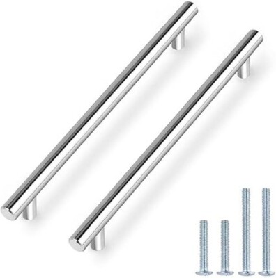 Probrico 5 Stück poliertes Chrom Küche Schubladenknöpfe Lochabstand 256 mm 10 Möbel