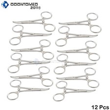 12 Pcs 3.5" Curved Hemostat Forceps Locking Clamps Stainless Steel Surgical Tool