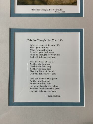 Poem And Picture By Ken Helser, Floral, Matted &Framed, 17.5”X9.5” , Author Sign - Picture 2 of 12