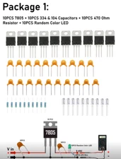 10 Pack  L7805CV Voltage Regulator 5V 1.5A TO-220 +10pcs( Capacitor+Resistor+LED