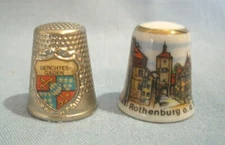 2 THIMBLES~REUTTER PORCELAIN,ROTHENBURG o.d.TAUBER~METAL,BERCHTES-GADEN~GERMANY