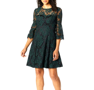 Eliza J Bell Sleeve Lace Dress, Size 10 - Green at Nordstrom Rack