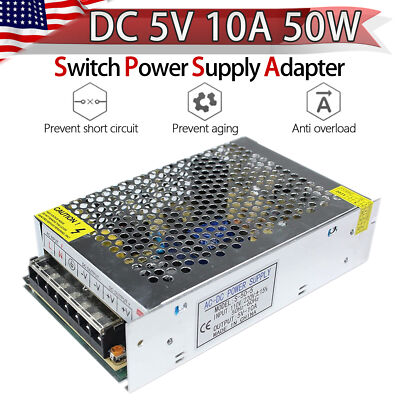 AC 110V To DC 5V 10A 50W Switch Power Supply Adapter For LED Strip Camera