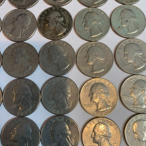 Full Roll (40) 1983 Washington Quarters P & D Mixed Mints Circulated $10 FV - Picture 5 of 12