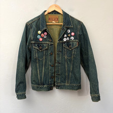Edwin Vintage Denim Jacket Women Size Medium Blue 90's Buttons Made in Japan