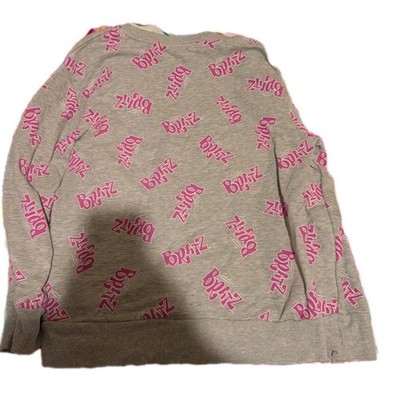 Bratz Dolls Sweatshirt Gray Bratz All Over Graphic Long Sleeve XL 